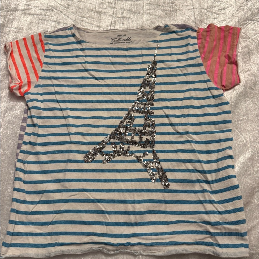 Crewcuts Kids' Striped Sequin Tower Tee
